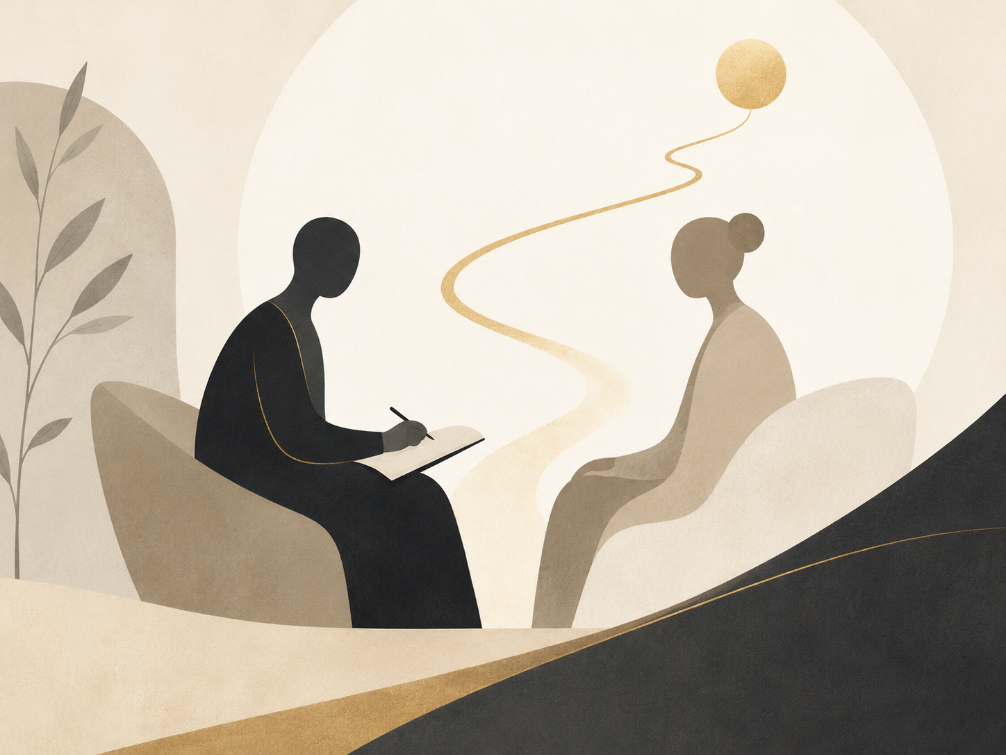 One-on-one executive coaching conversation in a modern professional setting.